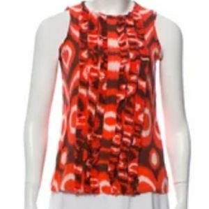 Tory Burch Sleeveless Ruffles Top Size 2 small